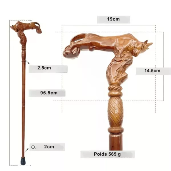 Canne pliable tête de taureau sculptée – Élégance rustique et appui sécurisé en toute situation – Image 3