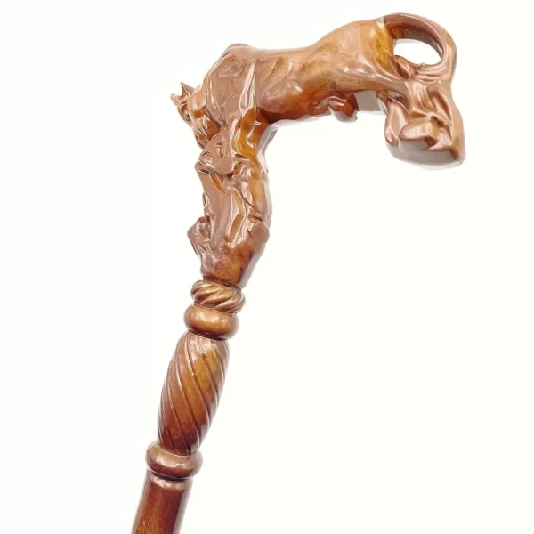 Canne pliable tête de taureau sculptée – Élégance rustique et appui sécurisé en toute situation – Image 6