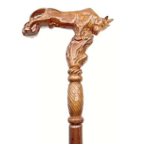Canne pliable tête de taureau sculptée