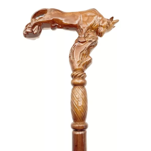 Canne pliable tête de taureau sculptée – Élégance rustique et appui sécurisé en toute situation