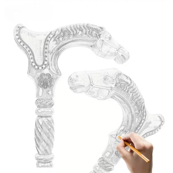 Canne poignée cheval sculpté bois – Élégance vintage et soutien raffiné pour marche confortable – Image 8