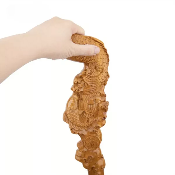 Canne poisson sculpté bois fantaisie – Accessoire élégant et original pour marche ou déco artisanale – Image 4