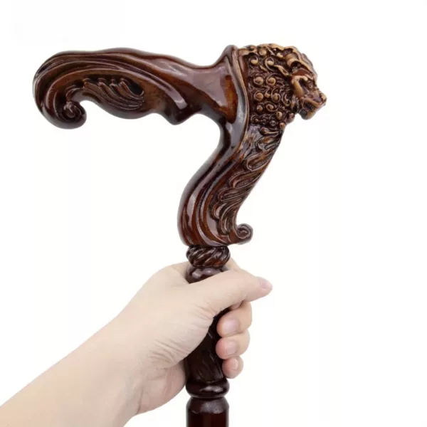 Canne sculptée tête de lion rétro – Accessoire élégant et robuste pour allure noble et distinguée – Image 8