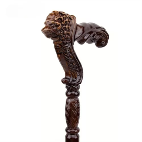 Canne sculptée tête de lion rétro