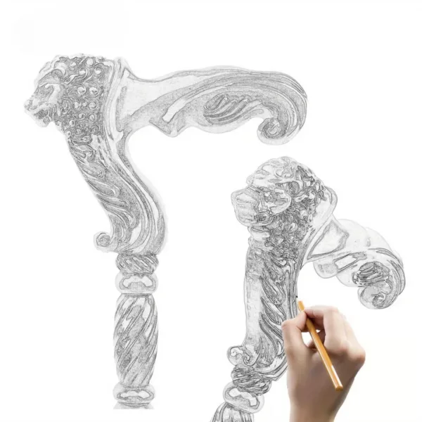 Canne sculptée tête de lion rétro – Accessoire élégant et robuste pour allure noble et distinguée – Image 9