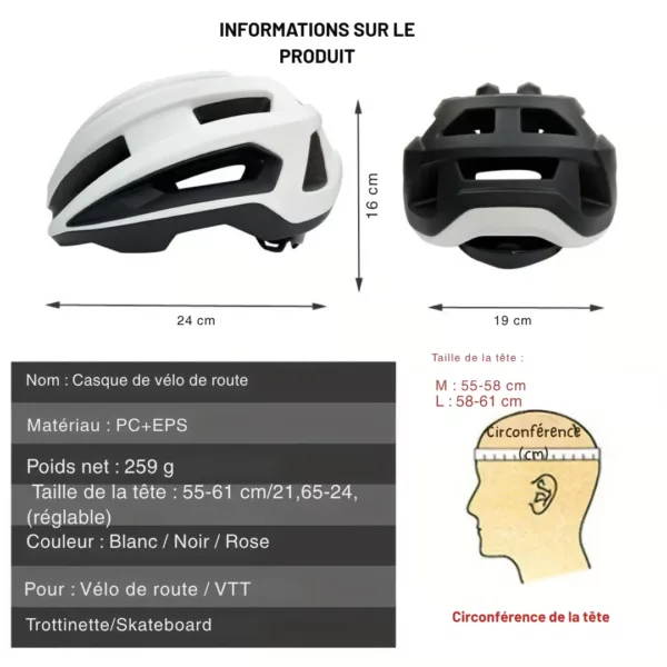 Casque vélo route réglable confort – Image 3