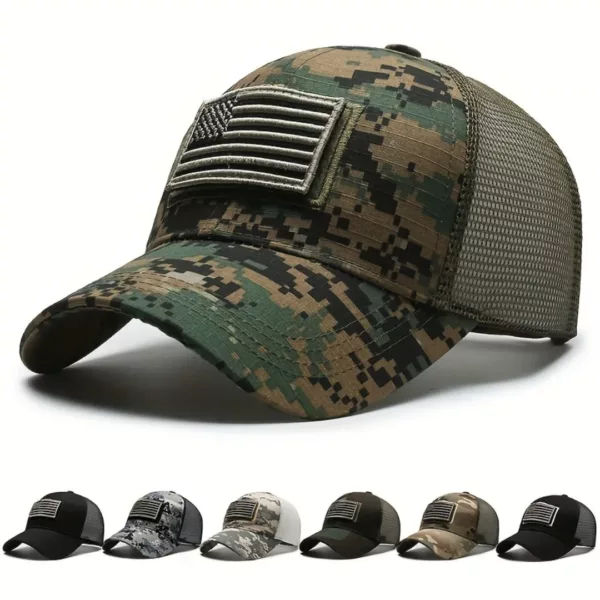 Casquette militaire tactique drapeau US – Style armée robuste, idéale pour sport outdoor et airsoft – Image 2