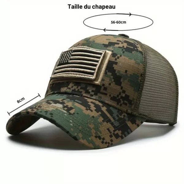 Casquette militaire tactique drapeau US – Style armée robuste, idéale pour sport outdoor et airsoft – Image 3