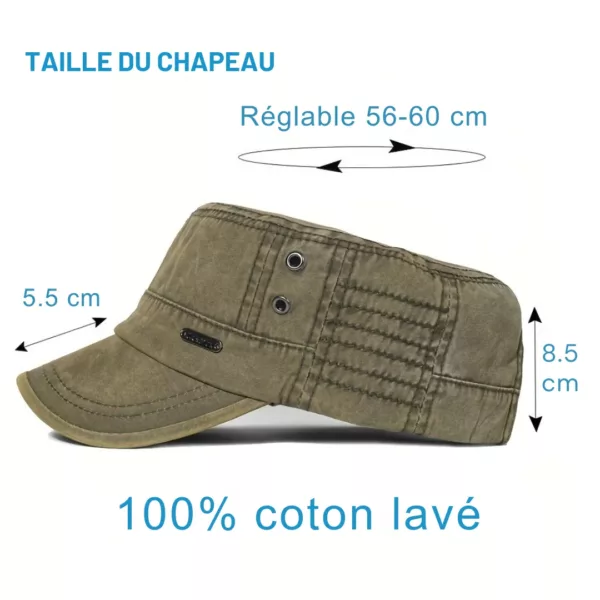 Casquette militaire vintage coton lavé – Style rétro authentique homme – Confort respirant 100% coton – Image 3
