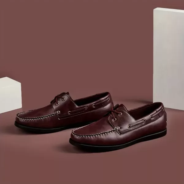 Chaussure bateau homme cuir lisse élégant – Image 2