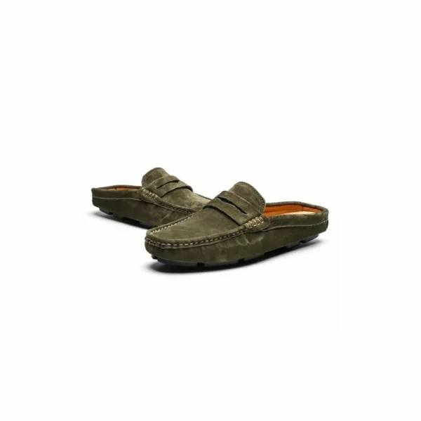 Chaussure bateau homme mules effet daim – Image 2