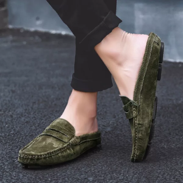 Chaussure bateau homme mules effet daim – Image 10