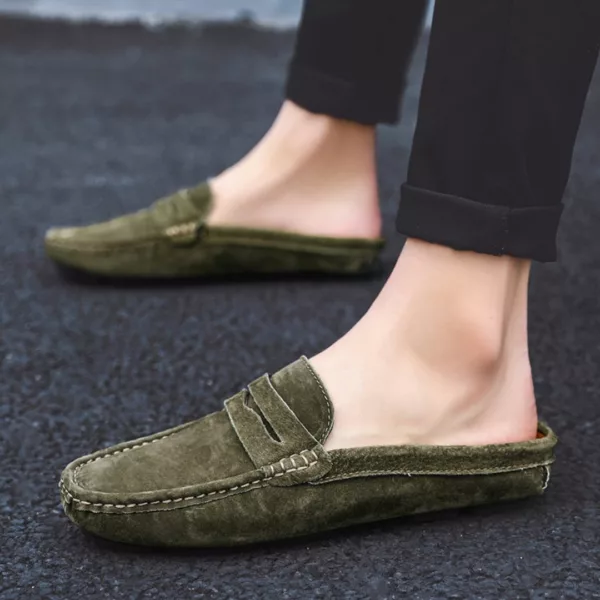 Chaussure bateau homme mules effet daim – Image 9
