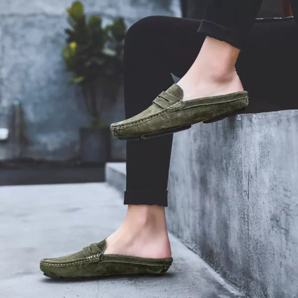 Chaussure bateau homme mules effet daim – Image 7