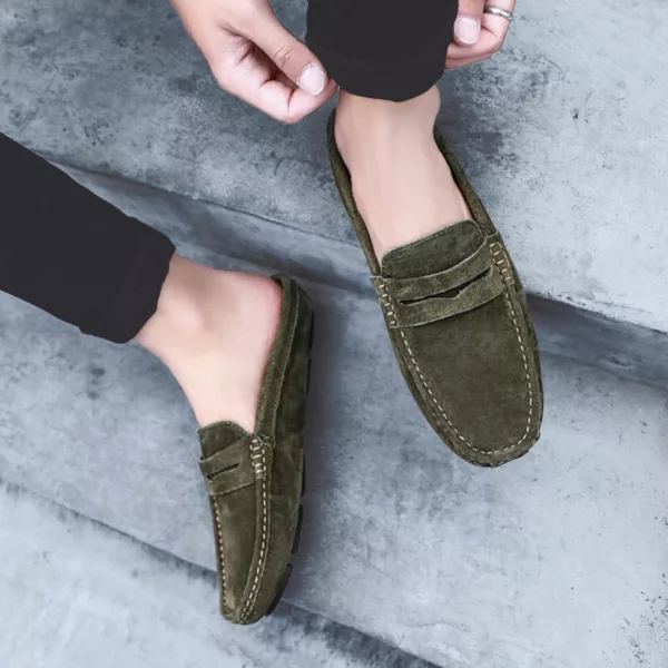 Chaussure bateau homme mules effet daim – Image 6