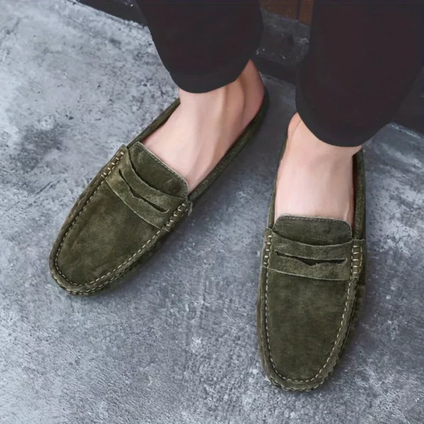 Chaussure bateau homme mules effet daim – Image 5