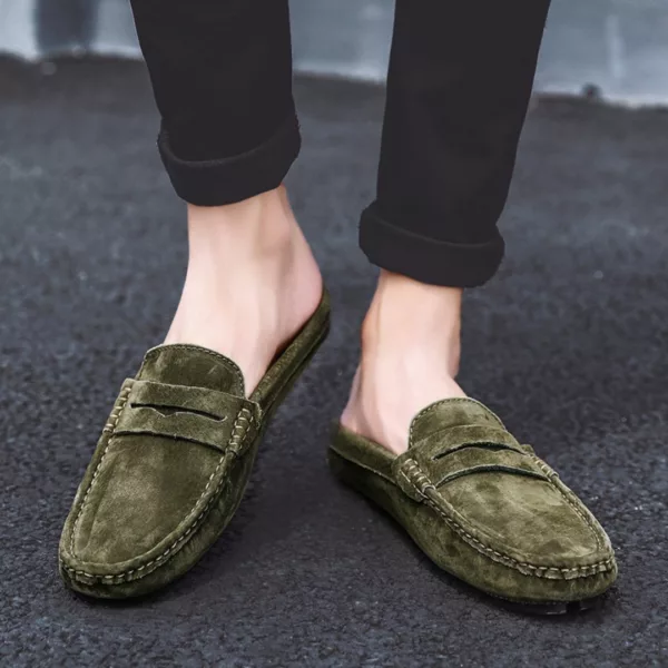 Chaussure bateau homme mules effet daim – Image 4