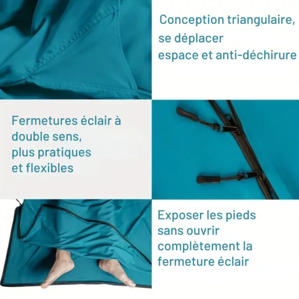 Drap sac de couchage compact zippé – Image 7