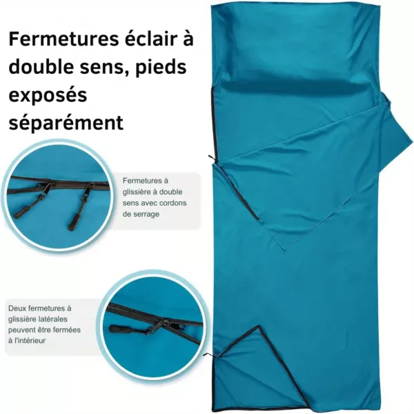 Drap sac de couchage compact zippé – Image 10