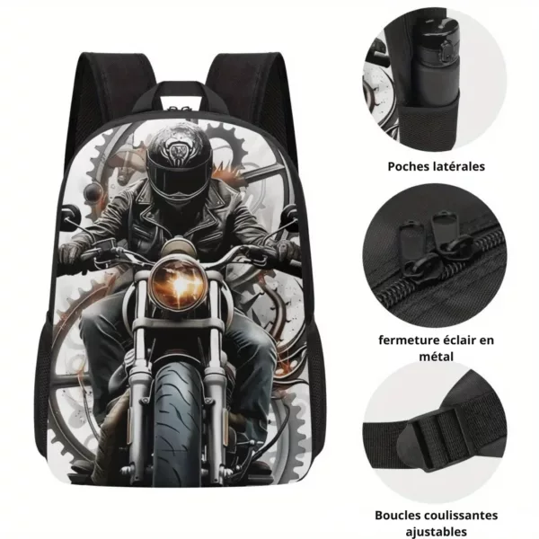 Sac à dos moto imprimé biker – Image 4