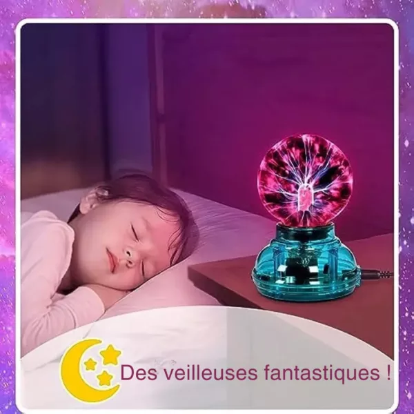 Lampe boule plasma USB décorative – Ambiance futuriste & effet lumineux hypnotique pour bureau ou salon – Image 5