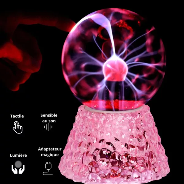 Lampe plasma sonore sphérique tactile – Effets lumineux interactifs et ambiance futuriste pour votre intérieur – Image 4