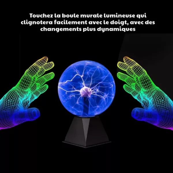 Lampe sphère plasma ionique tactile – Effets lumineux hypnotiques – Idéal déco chambre ou bureau high-tech – Image 4