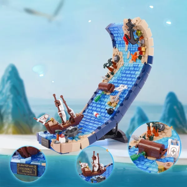 Lego bateau aventure vague océan mini scène – Image 2