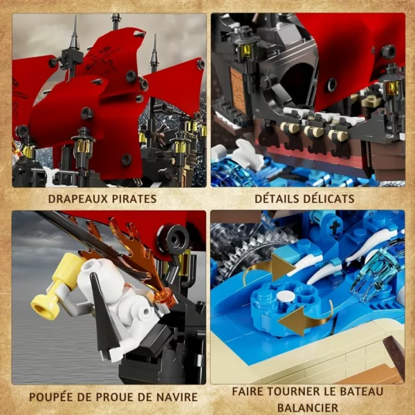 Lego bateau pirate voiles rouges sur livre – Image 6