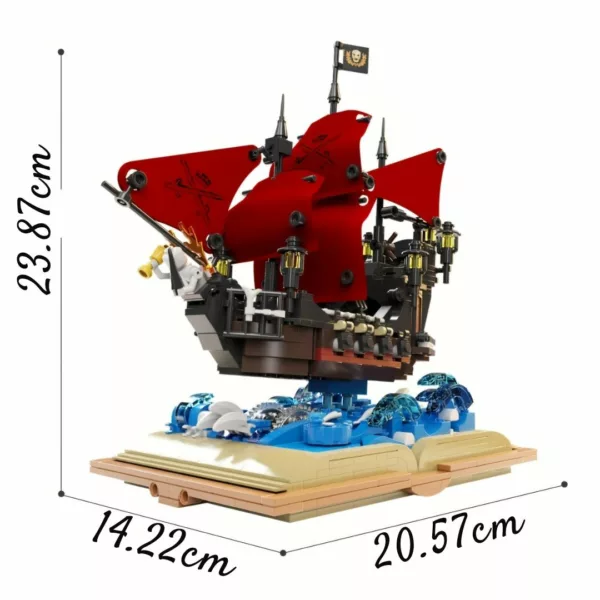 Lego bateau pirate voiles rouges sur livre – Image 5