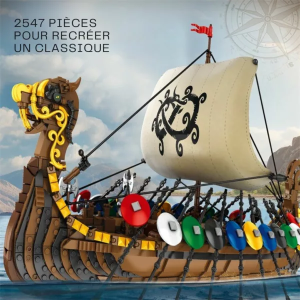 Lego bateau viking guerriers et boucliers – Construction épique pour aventuriers dès 8 ans – Cadeau idéal et ludique – Image 5