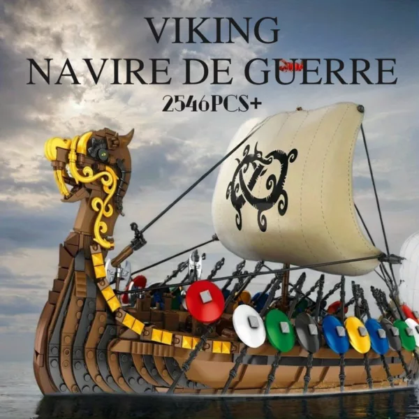 Lego bateau viking guerriers et boucliers – Construction épique pour aventuriers dès 8 ans – Cadeau idéal et ludique – Image 2
