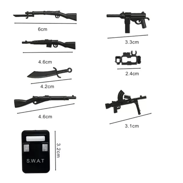 Lego militaire armes 110 pièces noires – Accessoires réalistes pour combats épiques et missions tactiques – Image 3