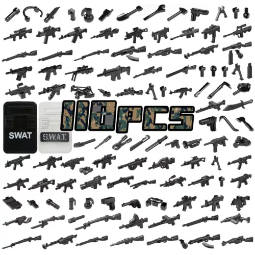 Lego militaire armes 110 pièces noires – Accessoires réalistes pour combats épiques et missions tactiques