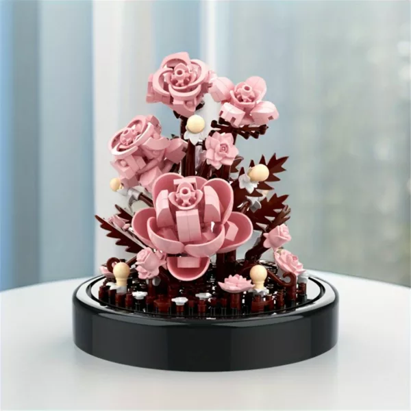 Lego orchidée roses sous cloche transparente – Image 4