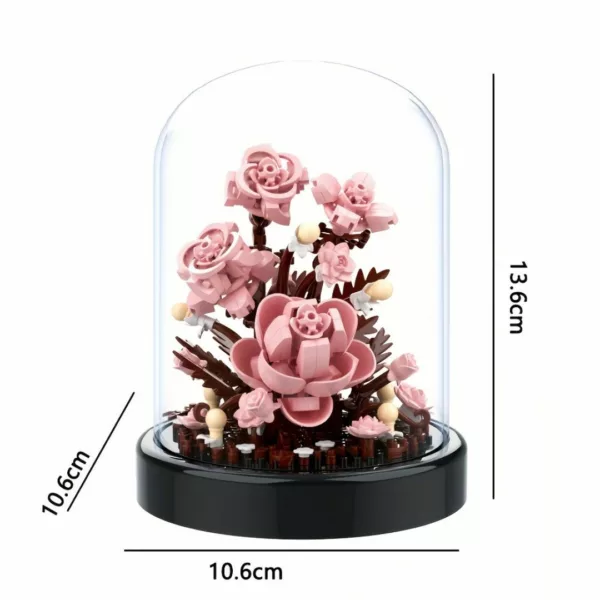 Lego orchidée roses sous cloche transparente – Image 3