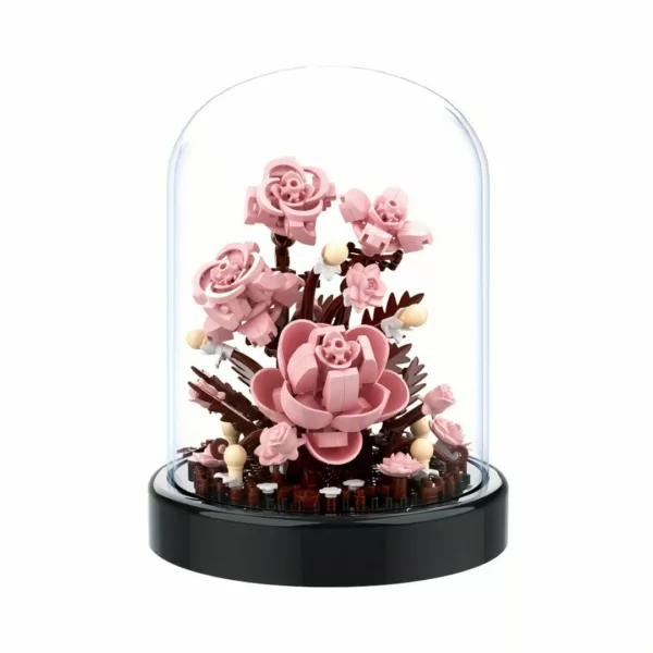 Lego orchidée roses sous cloche transparente – Image 2