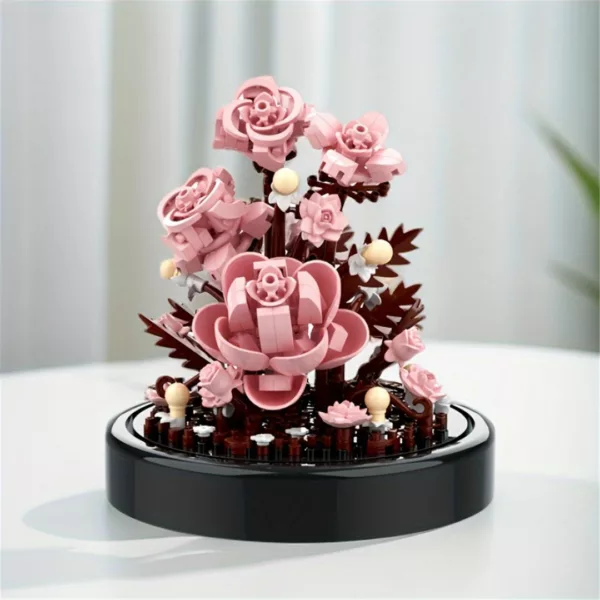 Lego orchidée roses sous cloche transparente – Image 5