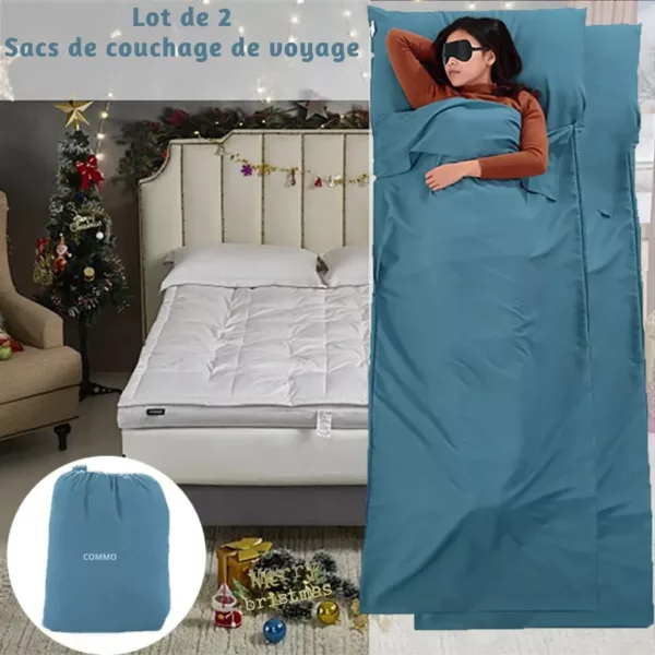 Lot draps de sac couchage randonnée – Ultra légers et hygiéniques pour nuits confortables en bivouac – Image 7