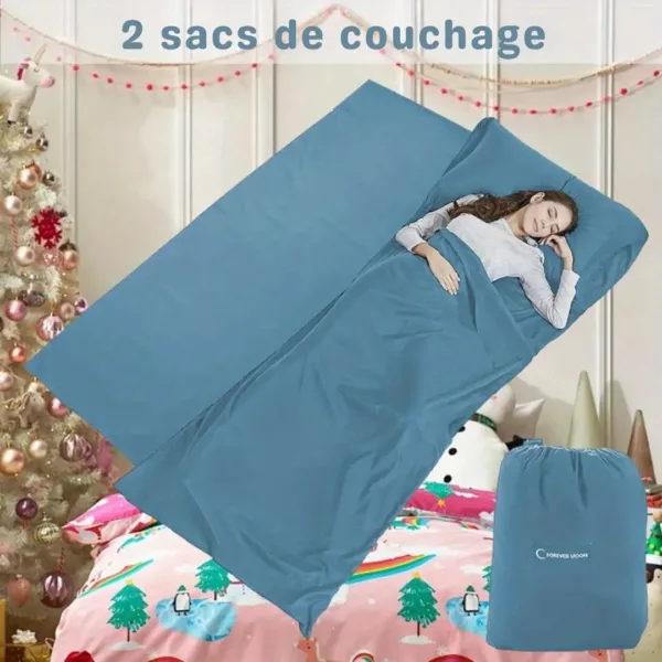 Lot draps de sac couchage randonnée – Ultra légers et hygiéniques pour nuits confortables en bivouac – Image 5