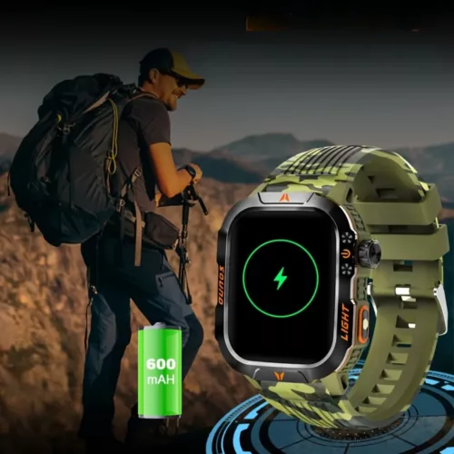 Montre militaire connectée lampe LED – Ultra résistante, autonomie longue durée, idéale outdoor et survie