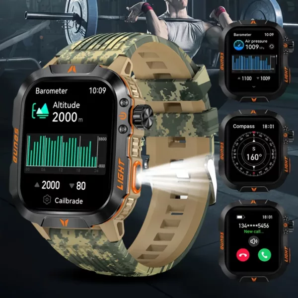 Montre militaire connectée lampe LED – Ultra résistante, autonomie longue durée, idéale outdoor et survie – Image 2