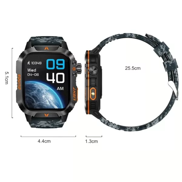 Montre militaire connectée lampe LED – Ultra résistante, autonomie longue durée, idéale outdoor et survie – Image 3