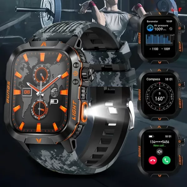 Montre militaire connectée lampe LED – Ultra résistante, autonomie longue durée, idéale outdoor et survie – Image 9