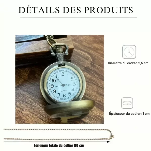 Montre à gousset biker rétro gravée – Cadeau vintage unique pour motard passionné – Style authentique et intemporel – Image 2