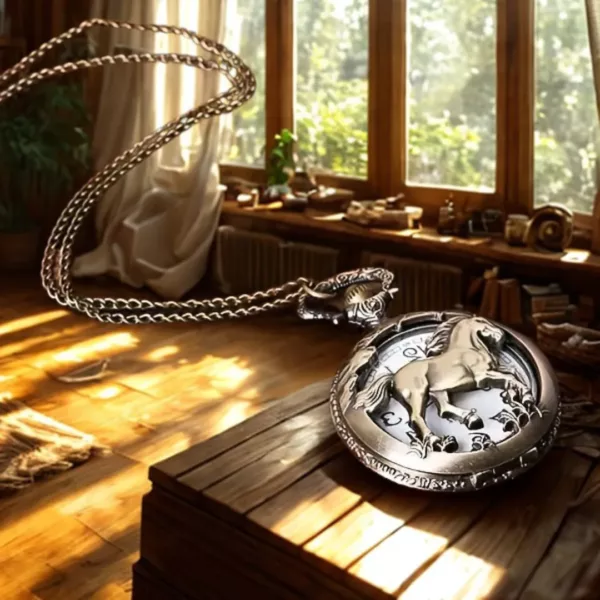 Montre à gousset cheval antique – Élégance vintage intemporelle pour passionnés d’équitation et collectionneurs – Image 4
