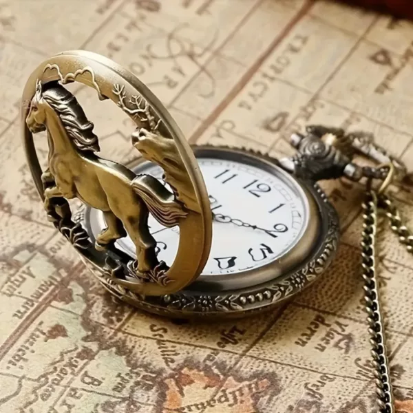 Montre à gousset cheval antique – Élégance vintage intemporelle pour passionnés d’équitation et collectionneurs – Image 6