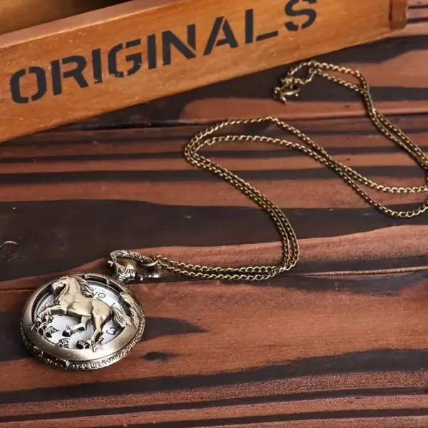 Montre à gousset cheval antique – Élégance vintage intemporelle pour passionnés d’équitation et collectionneurs – Image 7