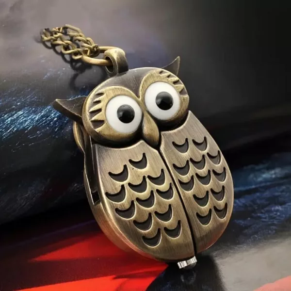 Montre à gousset hibou rigolo vintage – Accessoire rétro original pour look unique et cadeau fantaisie – Image 2
