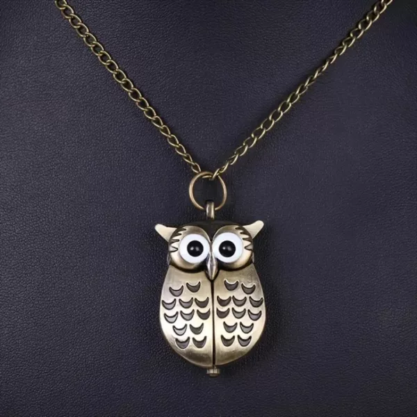 Montre à gousset hibou rigolo vintage – Accessoire rétro original pour look unique et cadeau fantaisie – Image 3